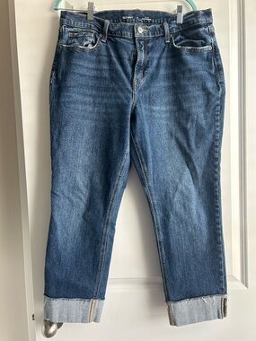 Old Navy Women’s Dark Blue Mid Rise Boyfriend Jeans